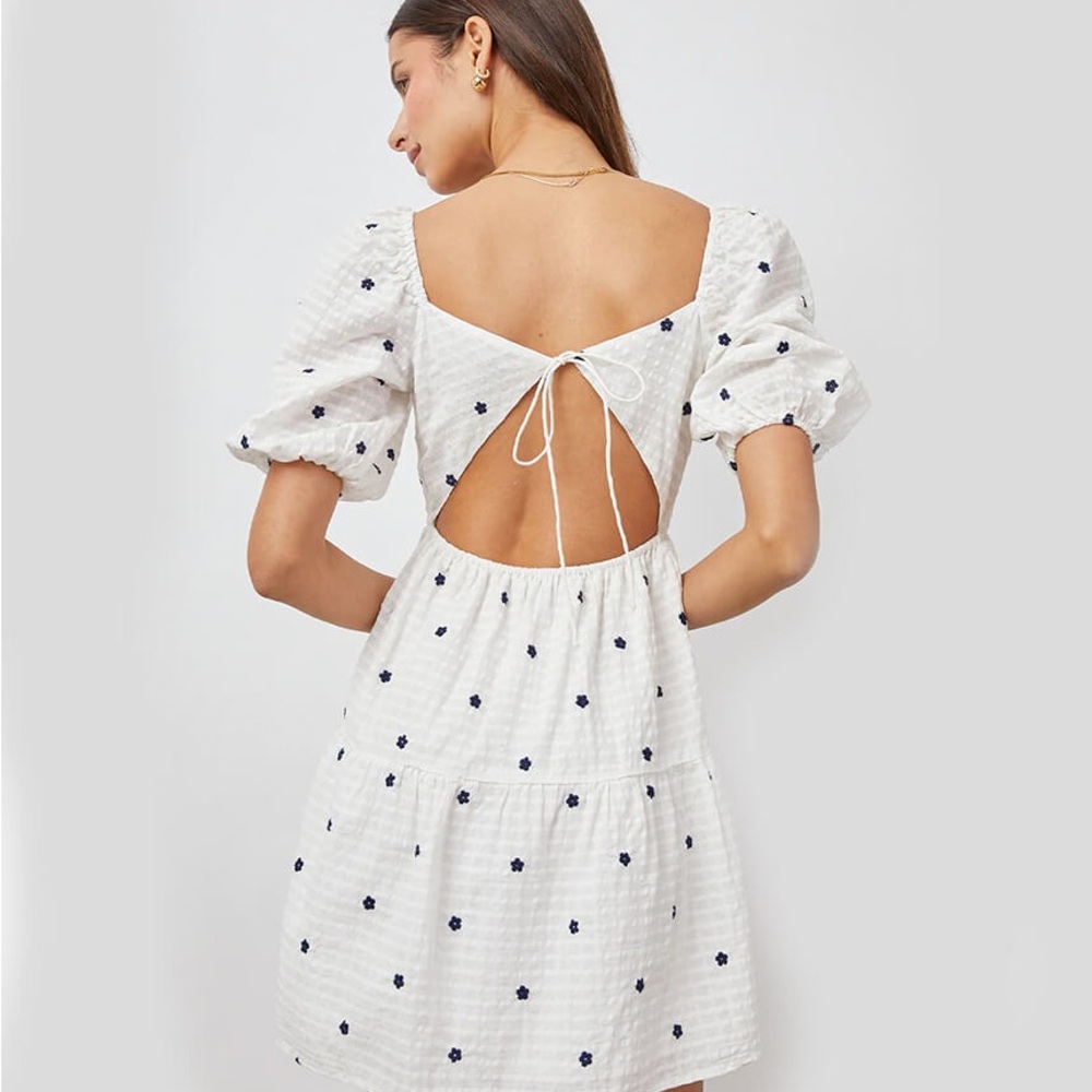 Rails White Dress with Navy Accents
